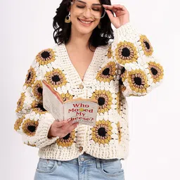 Velvery Women Floral Colourblocked Cardigan-image-74