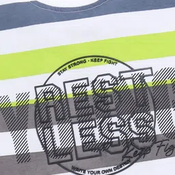 Ginie Boys Typography & All Over Stripe Printed Breathable Tshirt image 2