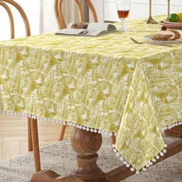CASABLEU Lime Green & White Floral Printed 6-Seater Table Cover-picture-22
