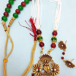 DIVYANSHI COLLECTION Brass American Diamond Gold-Plated Jewellery Set-image-13