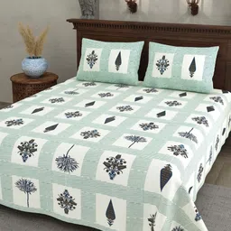 RANG MANIA White Geometric 180 TC Bedsheet with 2 Pillow Covers image 2