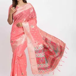 HERE&NOW Ethnic Motifs Zari Linen Blend Handloom Saree image 3