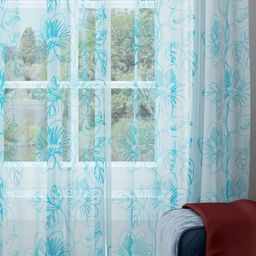 Parda Online Blue & white 2 Pieces Floral Printed Sheer Window Curtains-picture-43