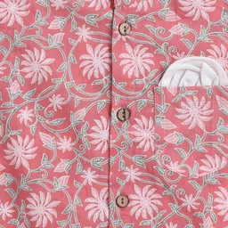 The Magic Wand Boys Floral Printed Regular Pure Cotton Kurta with Pyjamas & Jacket image 2
