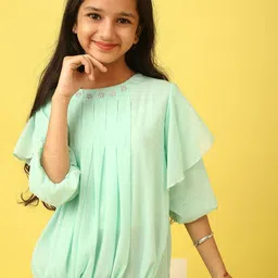 BAESD Girls Round Neck Pleated Georgette Regular Tops-image-29