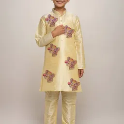 DEVOILER Boys Ethnic Motifs Printed Mandarin Collar Straight Kurta image 1