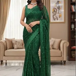 ejoty fashion Embellished Sequinned Pure Georgette Heavy Work Saree-picture-14