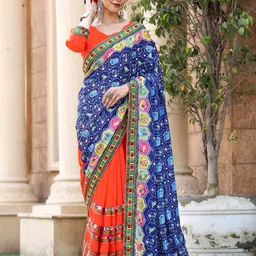 NEGRONI Bandhani Beads and Stones Patola Saree-picture-36