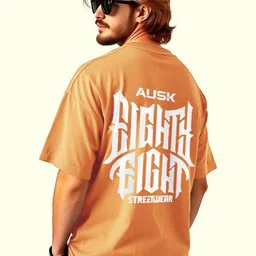 AUSK Typography Printed Round Neck Cotton Oversized T-shirt-picture-31