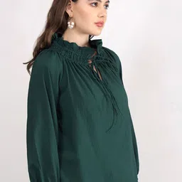 SALT ATTIRE Tie-Up Neck Puff Sleeve Top image 3