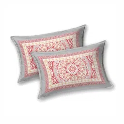 MAFATLAL Pink & Grey Floral 144 TC King Bedsheet with 2 Pillow Covers image 5