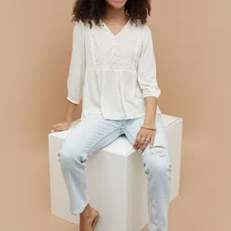 Fame Forever by Lifestyle Women Solid Top with Lace Inserts image 5