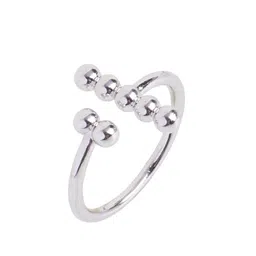 SALTY Women & Girls Matching Dots Silver Adjustable Finger Ring image 4