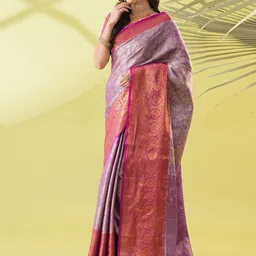 KALINI Purple Pure Silk Woven Design Sarees-image-27
