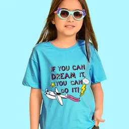 NUSYL Girls Typography Printed Oversized Cotton T-shirt-image-14