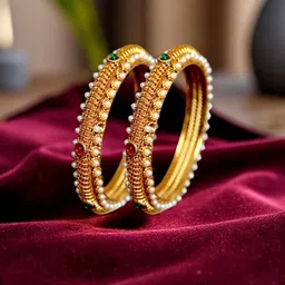 AccessHer Set Of 2 Gold Plated Stone Studded & Beaded bangles-picture-58
