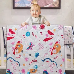 Aura Pink & White Cartoon Characters Mild Winter 150 GSM Single Bed Comforter-picture-39