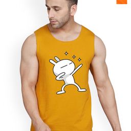 SLOWLORIS Pack Of 2 Printed Sleeveless Combed Cotton Gym Vests-picture-31