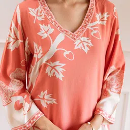 KALINI Women Floral Printed Regular Beads and Stones Kurta with Palazzos Kurta Sets image 4