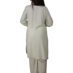 SIMROZ Women Ethnic Motifs Embroidered Regular Thread Work Kurta with Trousers image 5