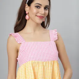 HERE&NOW Checked Layered Empire Dress image 3