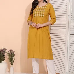 Moda Rapido Women Embroidered Pastels Kurta image 1