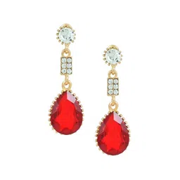 MEMOIR Gold Plated CZ Studded Contemporary Drop Earrings-picture-49