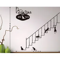 LANSTICK Black & WhiteMany Cat With Steps Wall Sticker image 3