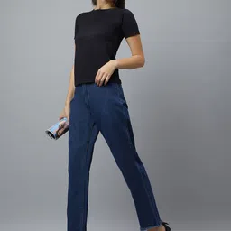 Mast & Harbour Women Cropped Straight Fit Mid-Rise Jeans image 3