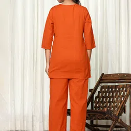 GHUMMAN SONAKSHI Embroidered Pure Cotton Round Neck Top With Trousers Co-Ords image 3