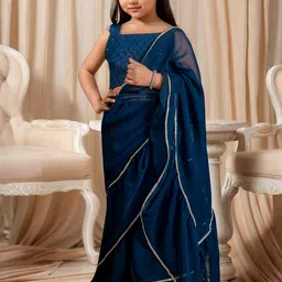 Sangria Girls Ready To Wear Belted Saree With Sequined Blouse-picture-48