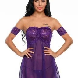 Veeva Beauty & Fashion V-Neck Solid Baby Dolls-image-68