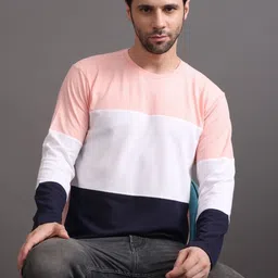 GRACIT Men Colourblocked Pure Cotton T-shirt-image-81