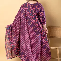 Readiprint Plus Size Floral Printed Pure Cotton Kurta With Trouser & Dupatta image 2