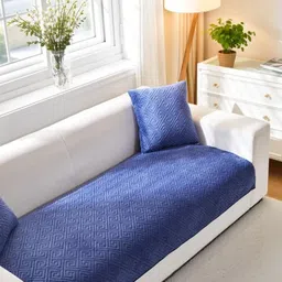 HOMETHREADS Navy Blue & Blue Printed Sofa Cover-picture-38