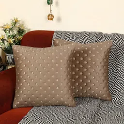 MONKDECOR Set Of 5 Brown Velvet Square Cushion Covers image 2