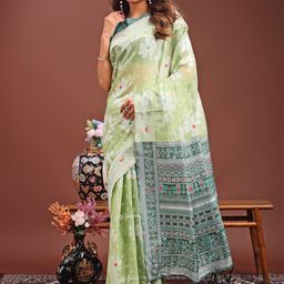 LeeliPeeri Designer Woven Design Zari Linen Blend Saree-picture-45