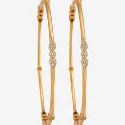 Kushal's Fashion Jewellery Set Of 2 Gold-Plated Zircon Stone-Studded Bangles image 3