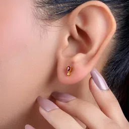Zavya 925 Sterling Silver Gold-Plated CZ Studded Contemporary Studs Earrings image 2