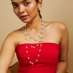 Kushal's Fashion Jewellery Rhodium-Plated Pearl Beaded Necklace image 1