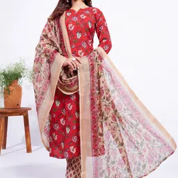 ARADHNA Women Floral Printed Regular Kurta with Trousers & With Dupatta-image-78