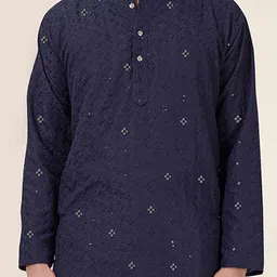 NEGRONI Geometric Embroidered Band Collar Sequinned Straight Kurta image 2