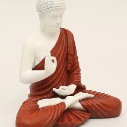 vedas Brown & White Buddha Idol Showpiece image 3