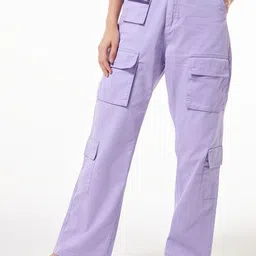 Bewakoof Women Cotton Oversized High-Rise Cargos Trousers-picture-17