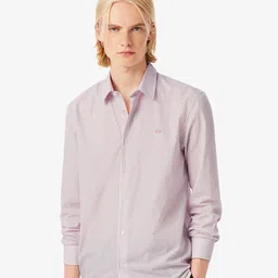 Lacoste Men Regular Fit Vertical Striped Spread Collar Pure Cotton Casual Shirt-picture-17