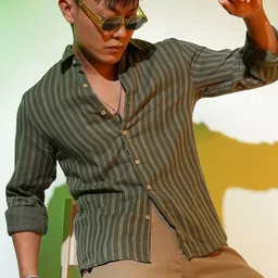 Campus Sutra Men Comfort Multi Stripes Opaque Striped Casual Shirt-picture-40