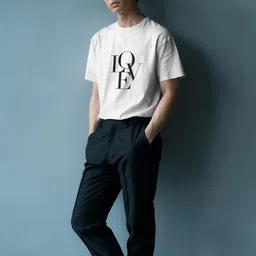 Silver Moon Clothing Typography Printed Drop-Shoulder Sleeves Cotton T-shirt-picture-31