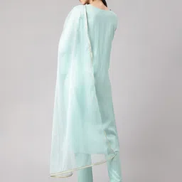 Divena Floral Embroidered Gotta Patti Kurta with Trousers & Dupatta image 4