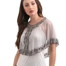 JEDCO Women Embroidered Crop Shrug image 3