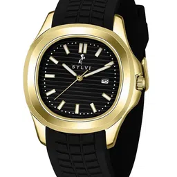 Sylvi Men Patterned Dial Analogue Watch NIC-BLK-Gold-BLK image 5